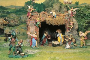 Escena de la Natividad (técnica mixta)