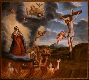 La mediación de la Virgen María para el purgatorio. Finales del siglo XVII de School Belgian