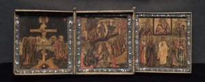 Tríptico portátil: La Resurrección y Anastasis de School Byzantine