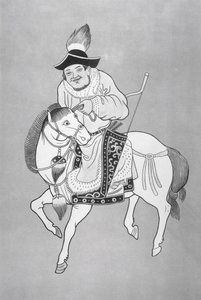 Arquero a caballo mongol, según un dibujo chino de School Chinese
