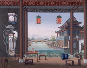 Agregar. O. 2194 Dibujo del interior de la casa de un funcionario chino de School Chinese