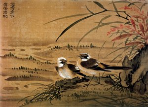 Arte de China: Pájaros. Pintura en seda por Li Youen Kien del siglo XVI. París, BN de School Chinese