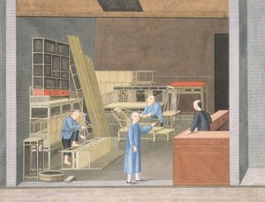 Tienda de muebles de bambú (gouache y acuarela sobre papel) de School Chinese