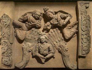 Bajorrelieve que ilustra una vida anterior de Buda: Vishvantara Jataka. China, Xinjiang. Finales del siglo VI principios del siglo VII. de School Chinese