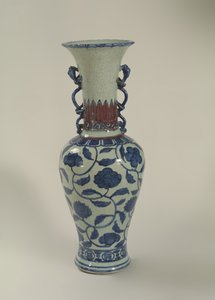 Jarrón Ming azul y blanco de School Chinese