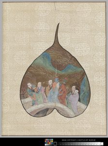 Hoja de Bodhi con pintura de Luohan de School Chinese