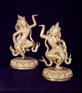 Bodhisattva, par de figuras de Husante de School Chinese