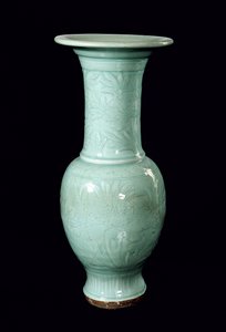 Jarrón vidriado celadón, Dinastía Yuan (1260-1368)