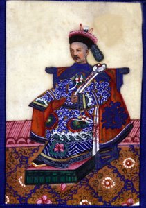 Mandarín chino. Pintura sobre papel de arroz