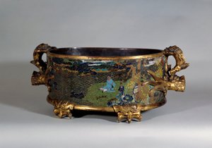 Arte chino: maceta en esmalte cloisonné. Siglo XVI París, artes decorativas de School Chinese