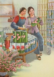 "Flores de amistad", cartel de propaganda de la Revolución Cultural China