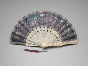 Abanico plegable con una escena de una corte china de School Chinese