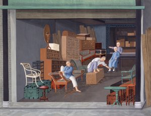 Fabricación de ebanistería europea, c.1825 (gouache sobre papel) de School Chinese