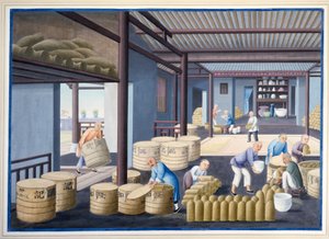Embalaje de porcelana, c.1825 (gouache sobre papel) de School Chinese