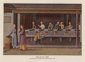 Tostado de té en China (litografía en color) de School Chinese