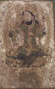 Roustem, el dios de la seda, Turkestán chino, siglos VI-VII a. C. (pintura sobre panel de madera) de School Chinese
