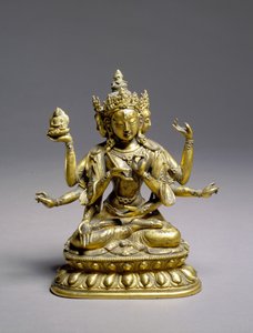 Usnisavijaya sentado, dinastía Qing (bronce dorado y malaquita) de School Chinese
