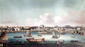 El puerto de Cantón (China) alrededor de mediados del siglo XIX. Pintura anónima china