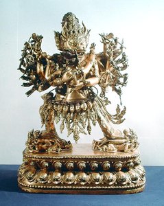 Vajrabhairava, aspecto de Yamantaka, el guardián de la ley, Dinastía Qing de School Chinese