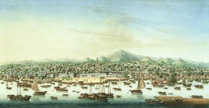 Vista de Cantón, c.1800 (acuarela y gouache sobre papel) de School Chinese