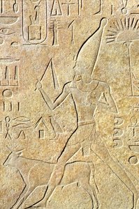 Antiguo Egipto, Escultura mural, Karnak/Luxor, Hatshepsut corriendo al toro, Fiesta de Heb-sed de School Egyptian