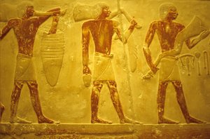 Antiguo Egipto, Grabado mural/pintura, Mastaba/Tumba de Idout, Saqqara, 2323-2150 a.C., Portadores con ofrendas (foto) de School Egyptian