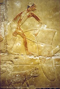 Antiguo Egipto, Pintura mural, Mastaba/Tumba de Idout, Saqqara, Dinastía VI, Pesca con red trampa, Hipopótamo (foto) de School Egyptian