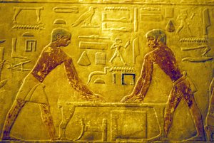 Antiguo Egipto, Talla/pintura mural, Mastaba/Tumba de Ti, V Dinastía, Saqqara, Obreros puliendo madera (foto) de School Egyptian
