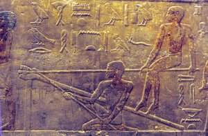 Antiguo Egipto, Escultura mural/pintura, Mastaba/Tumba de Ti, Saqqara, V Dinastía, Construcción naval (foto)