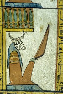 Antiguo Egipto, Pintura mural, Dios del inframundo con cabeza de vaca, Tumba de Sennedjem, Tebas, Deir el Medina