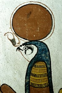 Antiguo Egipto, Pintura mural, Horus, Dios del Sol, Símbolo del Sol, Tumba de Sennedjem, Tebas, Deir el Medina