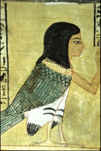 Antiguo Egipto, Pintura mural Tumba de Inherkhau, Tebas, Tumba de los Nobles, dinastía XX, Ba o alma de Inherkhau (foto)