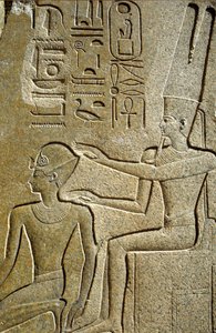 Antiguo Egipto, Pintura mural, Hatshepsut bendecida por Amón Ra, Templo de Karnak, Luxor de School Egyptian
