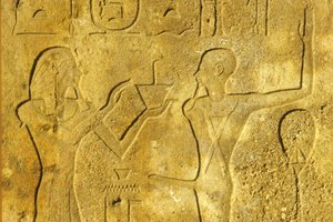 Antiguo Egipto, Pintura mural/talla, Templo de Karnak/Luxor, Hatshepsut ofrece incienso al Dios Min de School Egyptian