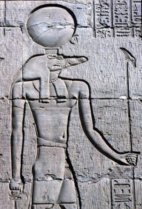 Antiguo Egipto, Pintura mural/talla, Sebek portando un anj de School Egyptian