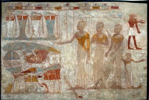 Arte egipcio antiguo: músicos en un banquete. de School Egyptian