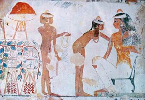 Pintura funeraria egipcia que representa los preparativos de una fiesta de School Egyptian