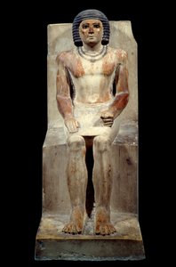 Antigüedad egipcia: estatuilla de piedra caliza de Kai, administrador del chacal. De Saqqara. Imperio Antiguo, 5ª dinastía. París, Museo del Louvre de School Egyptian
