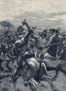 Batalla de Bosworth Field, 22 de agosto de 1485, Guerras de las Rosas (litografía) de School English