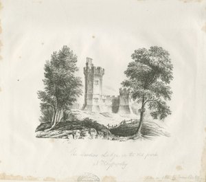 Biddulph - Casa de los guardianes en Knypersley Park: grabado