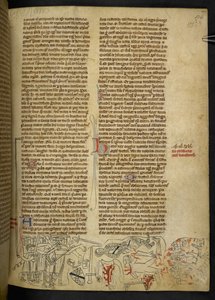 Cott Nero D II f.177 Batalla de Evesham y muerte de Simon de Montfort (1208-65) 4 de agosto de 1265, de la 
