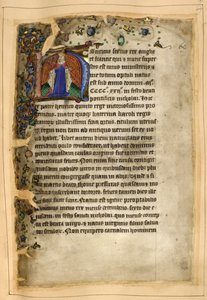 Algodón Tiberio A. VIII, f.67 Inicial historiada de Enrique VI (vitela)