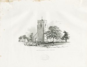 Iglesia de Drayton Bassett: litografía (viñeta), nd [c 1825-30] de School English