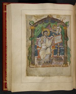 Retrato evangelista de San Mateo de los Evangelios de Æthelstan (también conocidos como Evangelios de la Coronación)