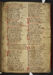 Harley MS 2558 f.8r, Novele cirurgerie, extracto (365 líneas). Una colección de recetas médicas en verso anglo-normando (vitela) de School English