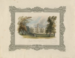 Ingestre Hall (grabado en acero, coloreado a mano) de School English