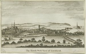 Lichfield - Vista suroeste: grabado en placa de cobre, nd [finales del siglo XVIII]