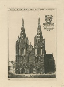 Catedral de Lichfield - Fachada Oeste: grabado de School English