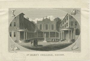 Oscott - Colegio de Santa María: grabado en acero, nd [?siglo XIX] de School English