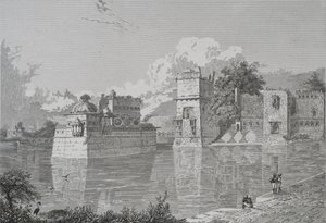 Palacio de Ranee Bheem y Pudmundi en Cheetore (Chitor, Estado de Udaipur) (grabado)
